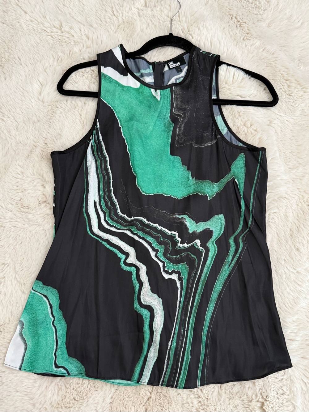 The Kooples  Green Marble Print Sleeveless Top size 1/XS -S